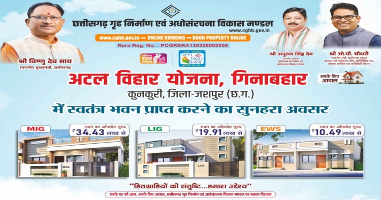 कुनकुरी को मिलेगी पहली आधुनिक आवासीय कॉलोनी, अटल विहार योजना के तहत 97 आवासों का होगा निर्माण