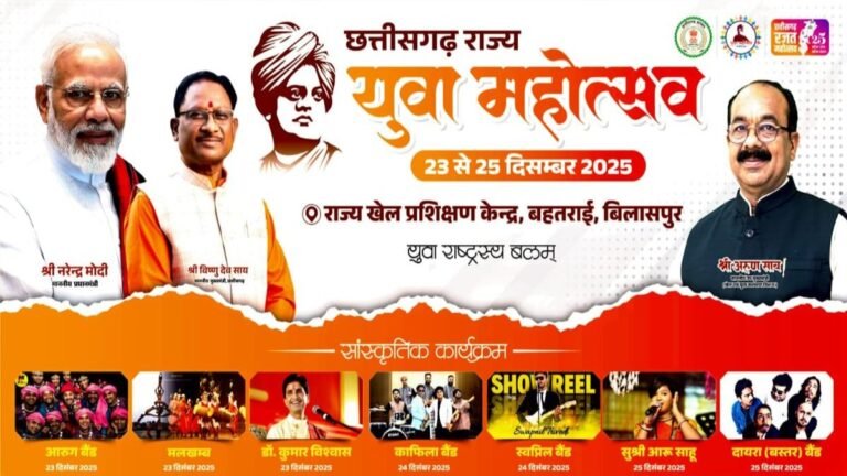 CG News : आज राज्य युवा महोत्सव का शुभारंभ करेंगे मुख्यमंत्री साय, 14 विधाओं में 3000 युवा दिखाएंगे प्रतिभा