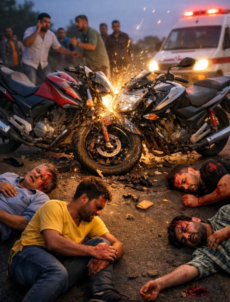 दो बाइकों की आमने-सामने भिड़ंत, चार घायल