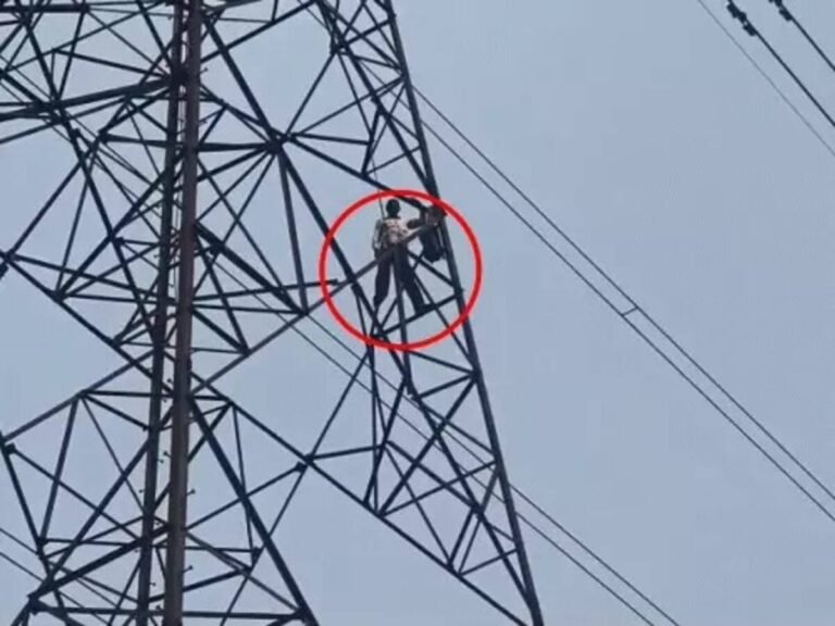 RAIPUR NEWS : हाईटेंशन बिजली के टावर पर चढ़ा ग्रामीण, जमीन कब्जा करने का लगाया आरोप, लाउडस्पीकर लेकर पहुंचे प्रशासन के अधिकारी