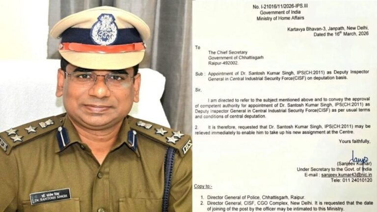 छत्तीसगढ़ के IPS संतोष सिंह को बड़ी जिम्मेदारी, CISF में